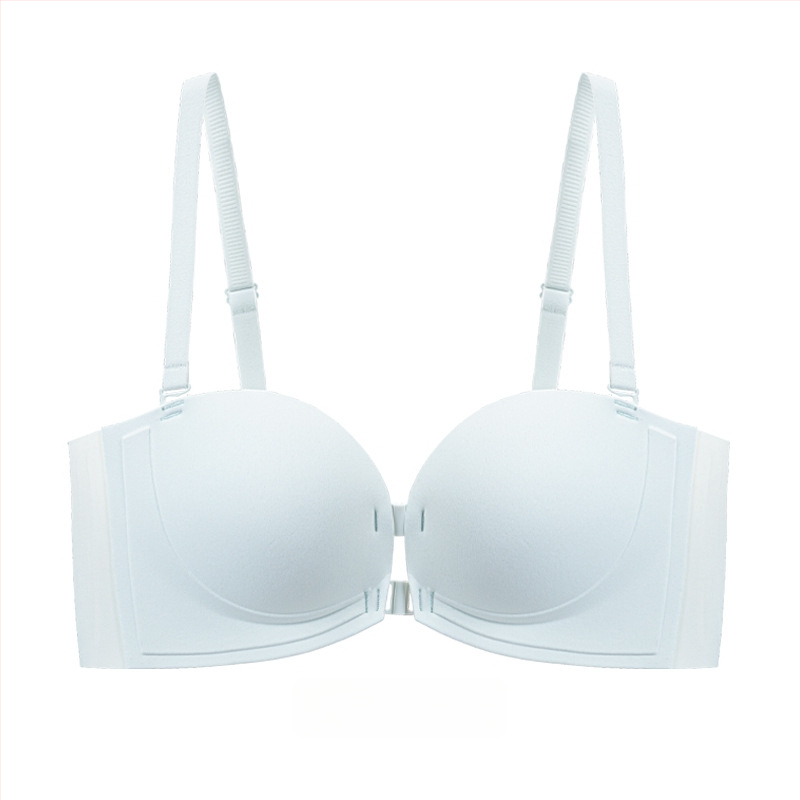 Бюстгальтер без презрамки с мека опора, повдигащ ефект, противохлъзващ дизайн, предна катарама, сменяеми двойни презрамки