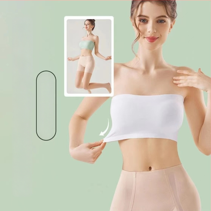 Без презрамки бюстгальтер за обвиване на бюста — (нейлон; 70–80% основна материя; пълна чашка; тънка формована чашка; безшевен)