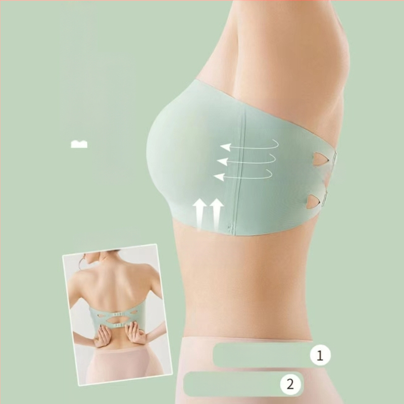 Без презрамки бюстгальтер за обвиване на бюста — (нейлон; 70–80% основна материя; пълна чашка; тънка формована чашка; безшевен)