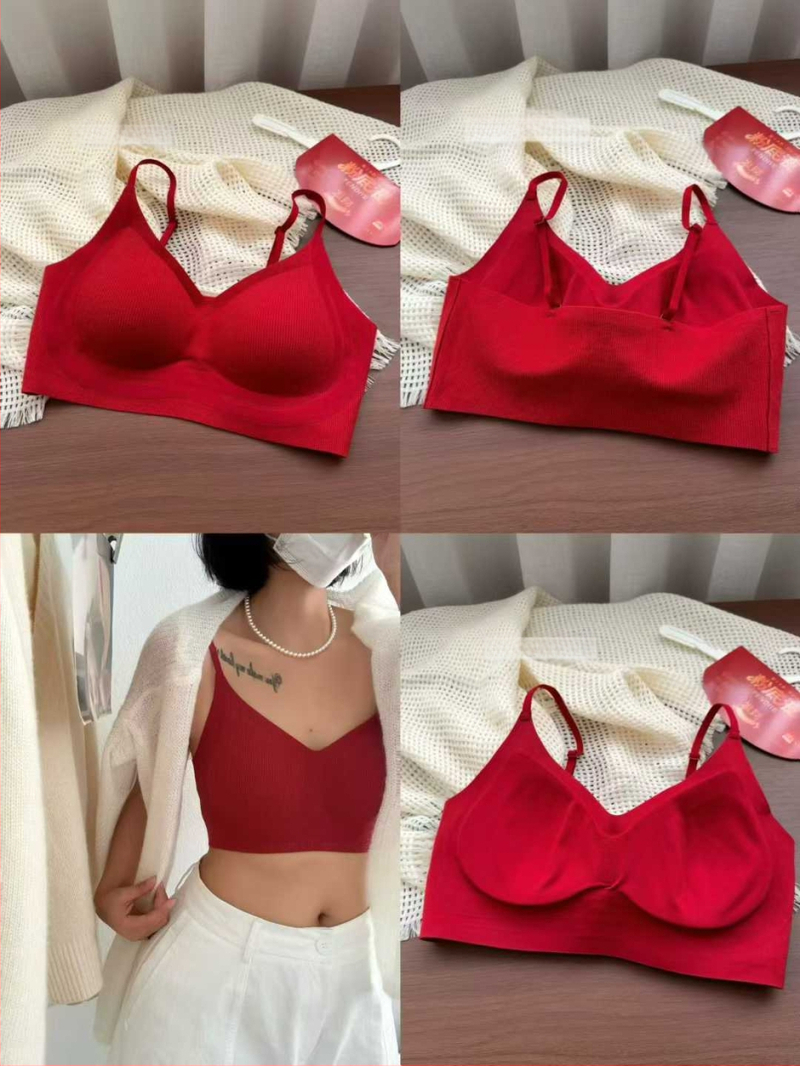 Sutien fără cusături, fără armături, cupă 3/4 cu cupă medie, material principal nylon, căptușeală din bumbac, stil vestă, respirabil