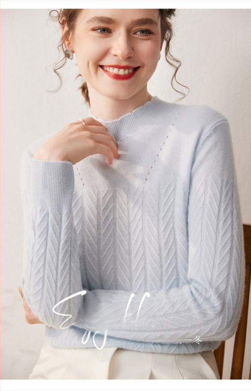 Pulover din cașmir cu glugă, guler semi-înalt, mâneci lungi, 90–95% cașmir