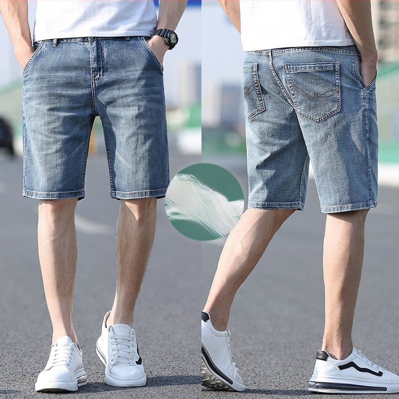 Șort denim cu croială dreaptă, talie medie, amestec de bumbac (69.8% bumbac, 27.8% poliester, 0.6% viscose, 1.8% elastan), finisaj spălat