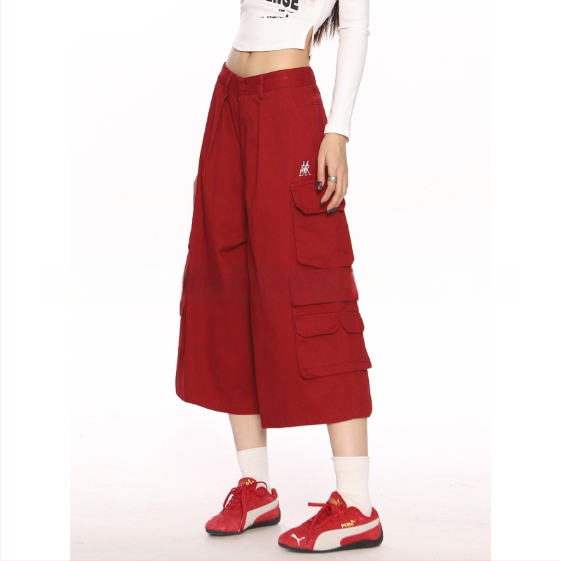 Șort denim cu cusătură camuflaj, aspect de două părți, croială cropped lejeră, talie medie, fermoar frontal