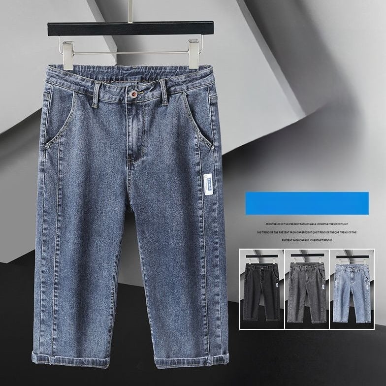 Shorturi din denim pentru bărbați, croială lejeră, lungime cropped, croială dreaptă, talie medie