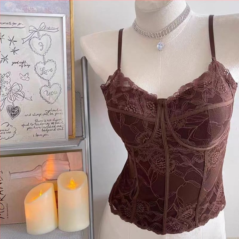 Őszi–téli francia retro csipkés top, anti-expozíció, karcsúsító hatás, beépített párnázott melltartóval, alapréteg