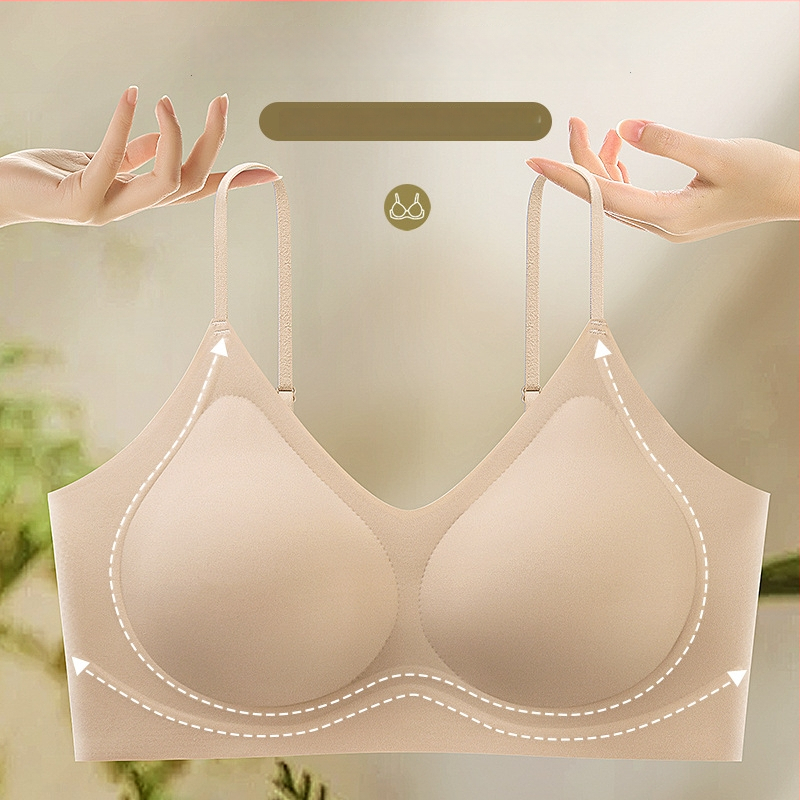 Push-Up бюстгальтер с мека поддръжка, събиране на страничните гърди, чашки латекс 3/4, нейлонов плат, фиксирани двойни презрамки