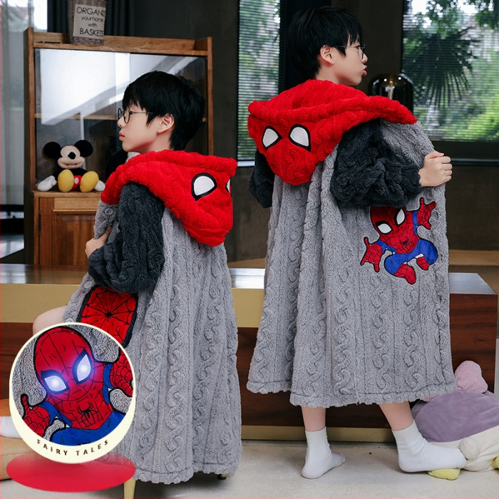 Детски халат за момичета за зимно домашно облекло, коралено кадифе, дебел флис, корейски стил, за деца над 8 години