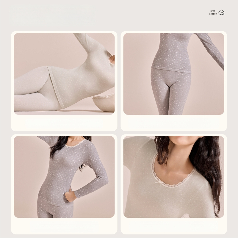 Γυναικείο σετ φθινοπωρινών πλεκτών (πουλόβερ με δαντέλα σε στρογγυλή λαιμόκοψη + παντελόνες) από Cupro ίνες, διαπνέον, αντιβακτηριακό, 200 g/m², 78.8% Cupro, μπορεί να φορεθεί εξωτερικά