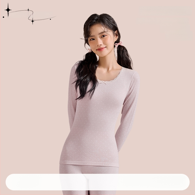 Γυναικείο σετ φθινοπωρινών πλεκτών (πουλόβερ με δαντέλα σε στρογγυλή λαιμόκοψη + παντελόνες) από Cupro ίνες, διαπνέον, αντιβακτηριακό, 200 g/m², 78.8% Cupro, μπορεί να φορεθεί εξωτερικά