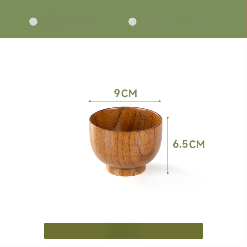 Fából készült tál háztartási japán étkészlethez, vastagított kialakítású, égésálló tál tészta és leves számára, kör alakú, kézzel rajzolt felülettel, modern letisztult stílus, testreszabható logó