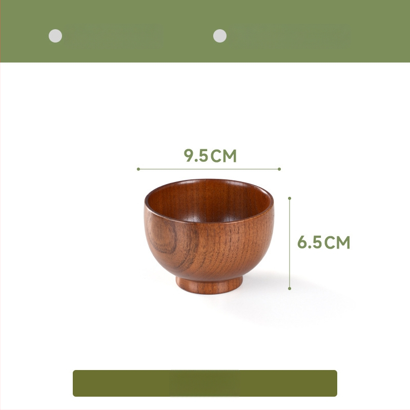 Fából készült tál háztartási japán étkészlethez, vastagított kialakítású, égésálló tál tészta és leves számára, kör alakú, kézzel rajzolt felülettel, modern letisztult stílus, testreszabható logó