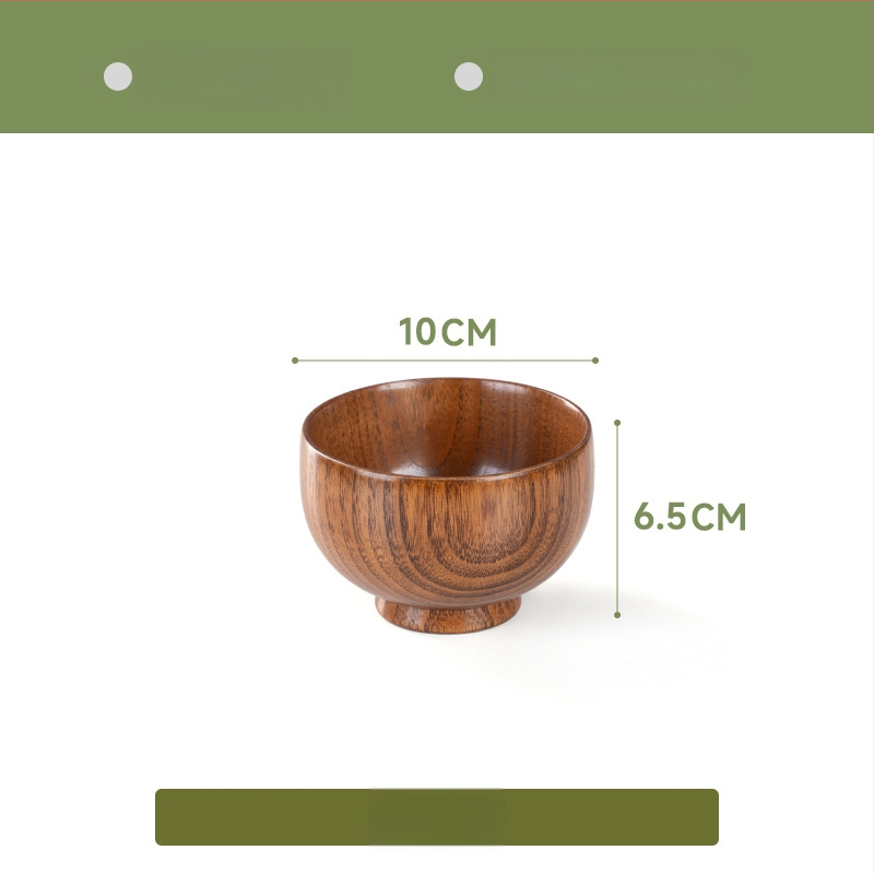 Fából készült tál háztartási japán étkészlethez, vastagított kialakítású, égésálló tál tészta és leves számára, kör alakú, kézzel rajzolt felülettel, modern letisztult stílus, testreszabható logó