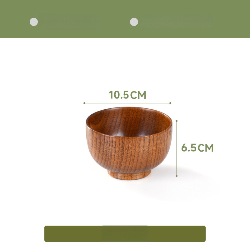 Fából készült tál háztartási japán étkészlethez, vastagított kialakítású, égésálló tál tészta és leves számára, kör alakú, kézzel rajzolt felülettel, modern letisztult stílus, testreszabható logó