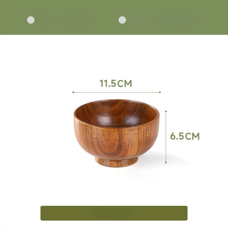 Fából készült tál háztartási japán étkészlethez, vastagított kialakítású, égésálló tál tészta és leves számára, kör alakú, kézzel rajzolt felülettel, modern letisztult stílus, testreszabható logó