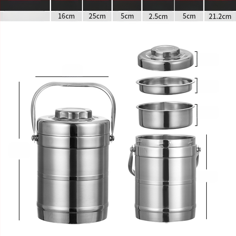 Rozsdamentes acélból készült vákuum-izolált ebédbox, dob alakú, 2 L kapacitás