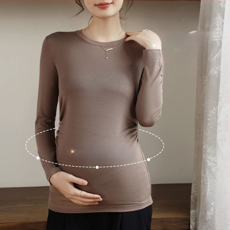 Női kismama kötött felső, meleg őszi-téli chenille modal keverék, karcsú fazon, kerek nyak, 3/4-es ujjak