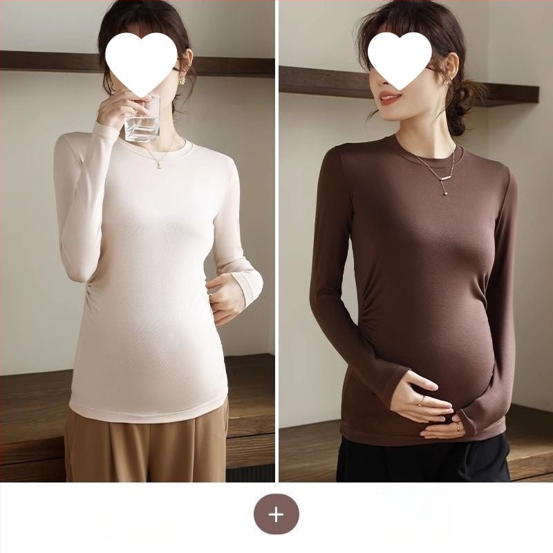 Női kismama kötött felső, meleg őszi-téli chenille modal keverék, karcsú fazon, kerek nyak, 3/4-es ujjak