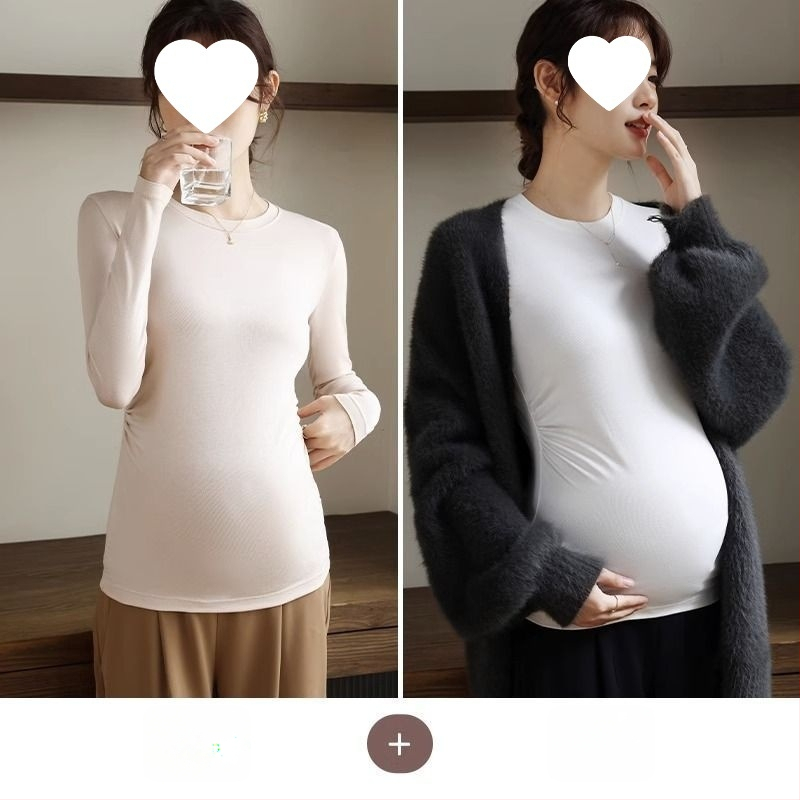 Női kismama kötött felső, meleg őszi-téli chenille modal keverék, karcsú fazon, kerek nyak, 3/4-es ujjak