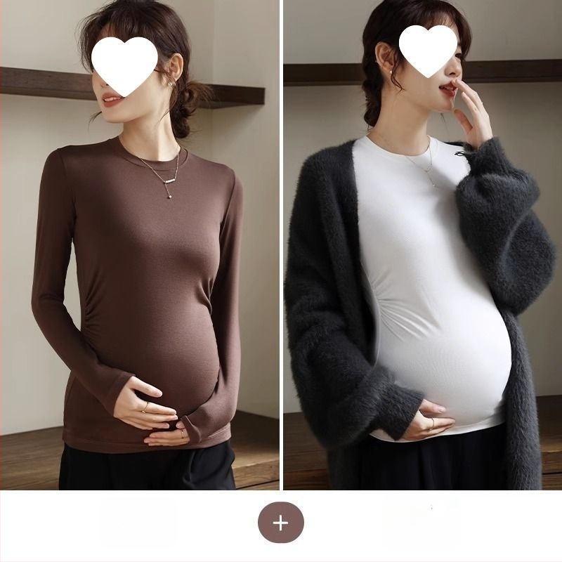 Női kismama kötött felső, meleg őszi-téli chenille modal keverék, karcsú fazon, kerek nyak, 3/4-es ujjak