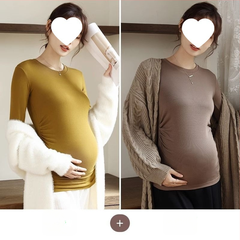 Női kismama kötött felső, meleg őszi-téli chenille modal keverék, karcsú fazon, kerek nyak, 3/4-es ujjak