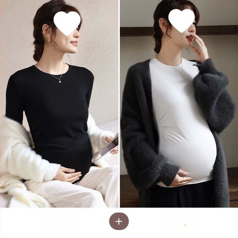 Női kismama kötött felső, meleg őszi-téli chenille modal keverék, karcsú fazon, kerek nyak, 3/4-es ujjak