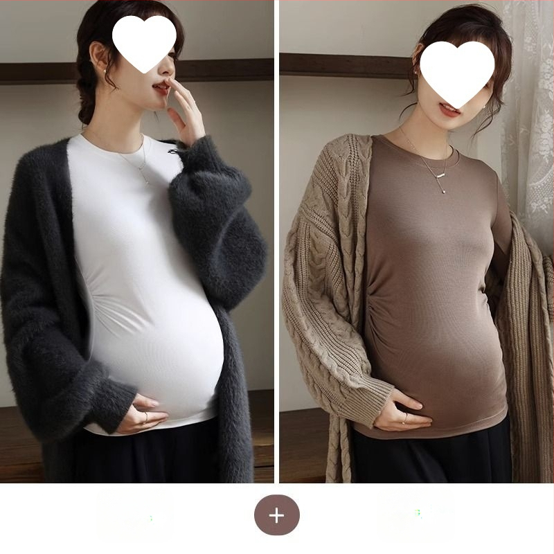 Női kismama kötött felső, meleg őszi-téli chenille modal keverék, karcsú fazon, kerek nyak, 3/4-es ujjak