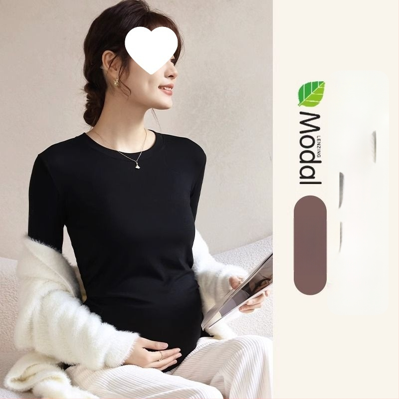 Női kismama kötött felső, meleg őszi-téli chenille modal keverék, karcsú fazon, kerek nyak, 3/4-es ujjak