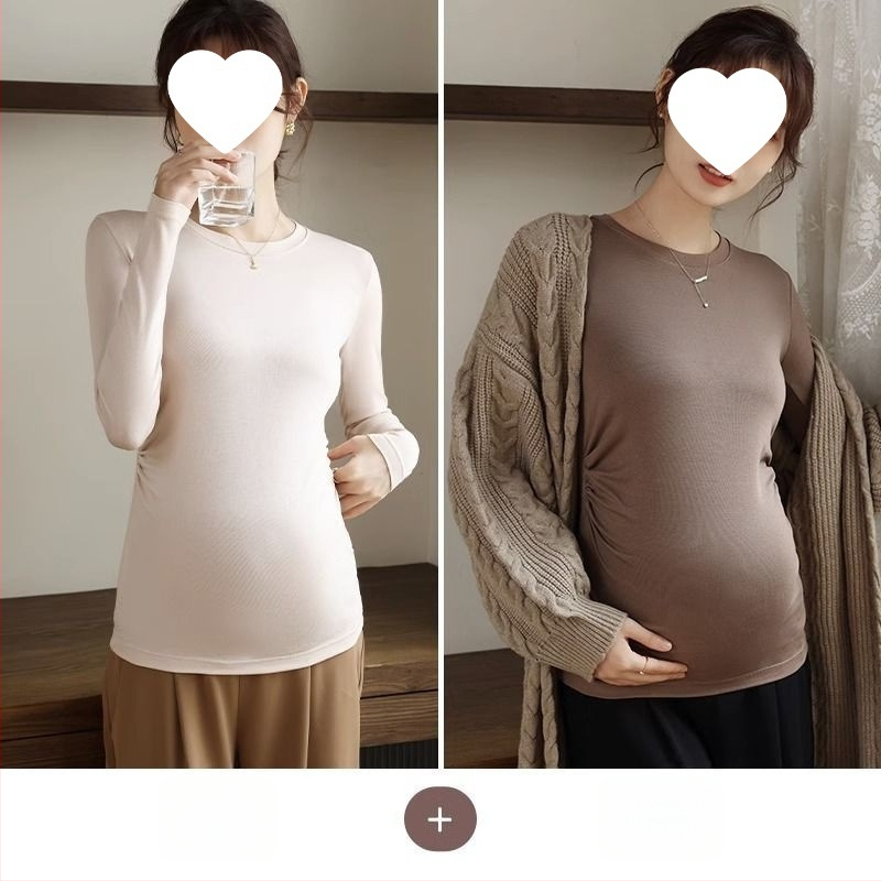 Női kismama kötött felső, meleg őszi-téli chenille modal keverék, karcsú fazon, kerek nyak, 3/4-es ujjak