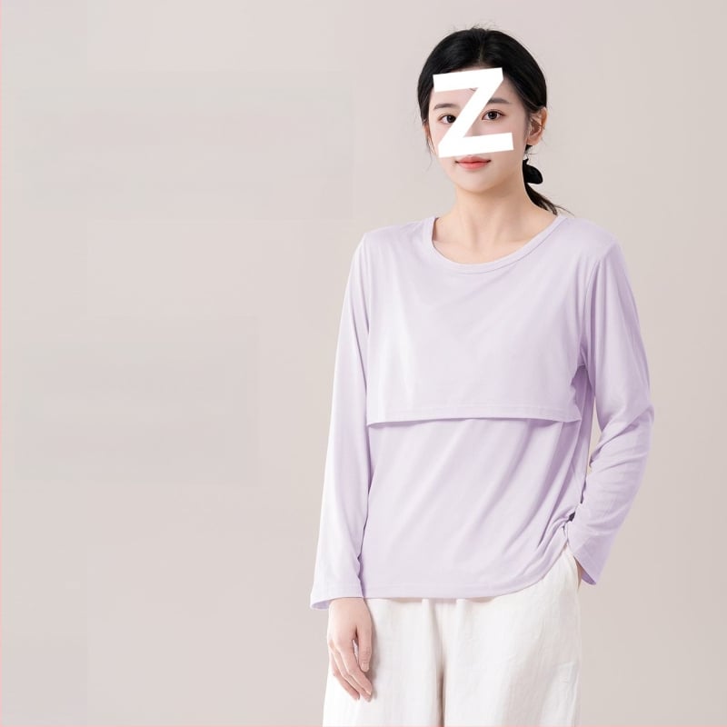 Τοπ μητρότητας για θηλασμό, χαλαρή γραμμή, γούνινο γιακά, μανίκια 3/4, chenille ύφασμα με 90–95% σπαντέξ