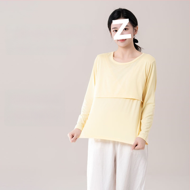 Τοπ μητρότητας για θηλασμό, χαλαρή γραμμή, γούνινο γιακά, μανίκια 3/4, chenille ύφασμα με 90–95% σπαντέξ