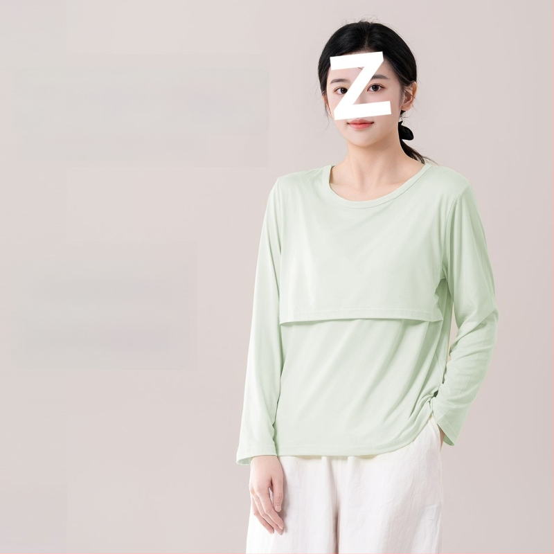 Τοπ μητρότητας για θηλασμό, χαλαρή γραμμή, γούνινο γιακά, μανίκια 3/4, chenille ύφασμα με 90–95% σπαντέξ