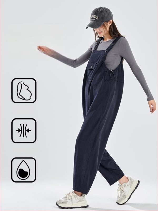 Παντελόνια εγκύων με τιράντες - corduroy, πολυεστέρας 90–95%, Spandex <30%, Micro-elastic, Φθινόπωρο 2024