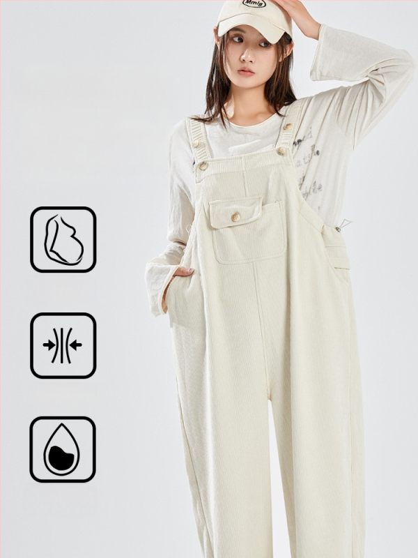 Παντελόνια εγκύων με τιράντες - corduroy, πολυεστέρας 90–95%, Spandex <30%, Micro-elastic, Φθινόπωρο 2024