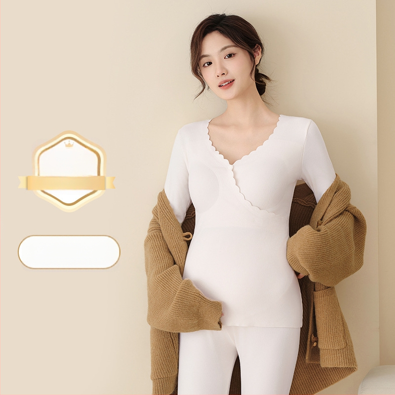 Anyasági pizsama szett hosszú ujjú felsővel és nadrággal, szoptatási nyílás, poliészter, téli 2024