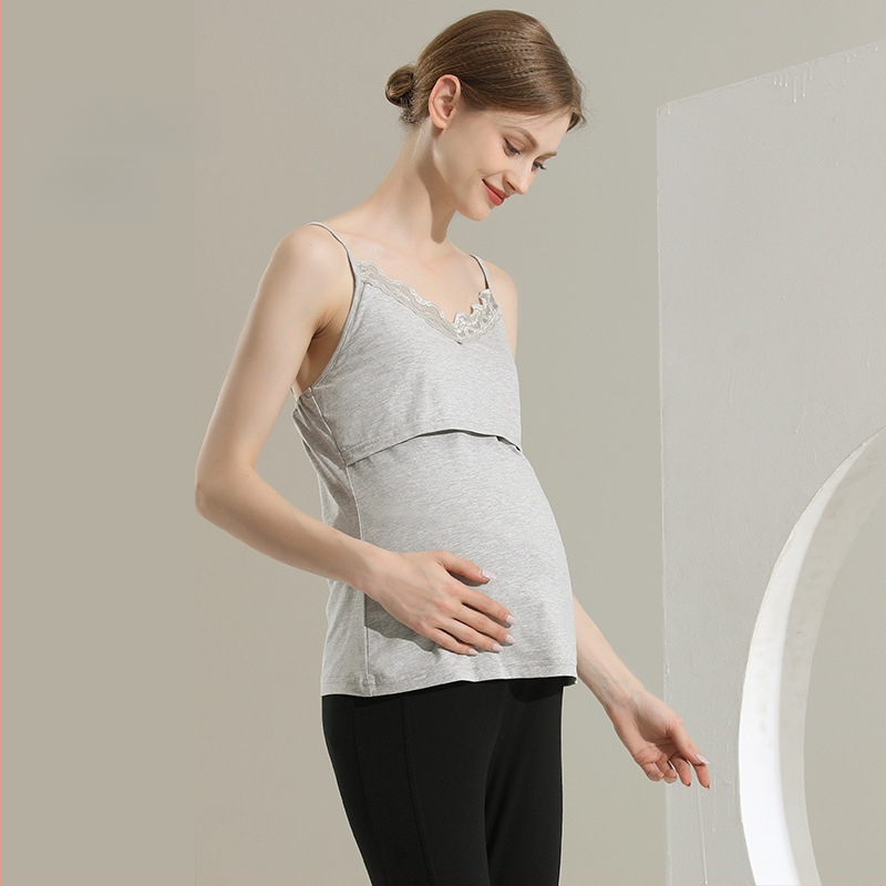 Kismama ujj nélküli sling felső, 95% pamut, Spandex, kerek nyakú, tavasz 2024