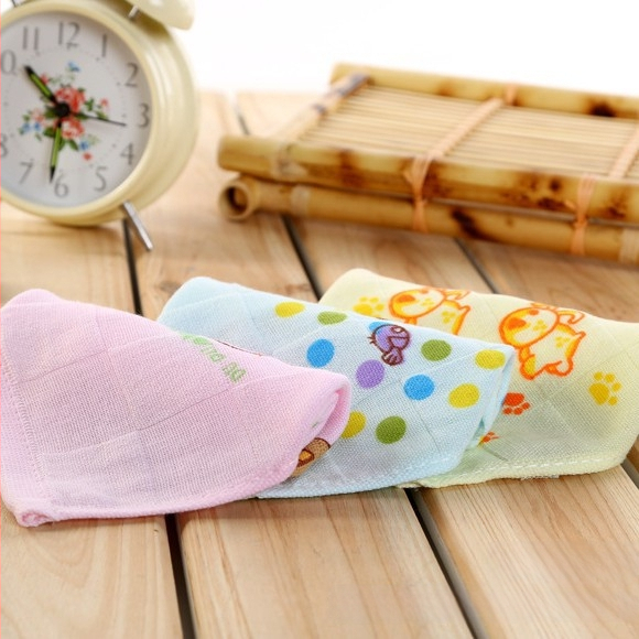 Детска двуслойна марля кърпа за лице, квадрат с каре, чист памук, 25 г