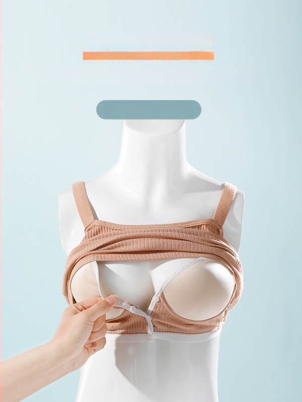 Βαμβακερό τοπ θηλασμού με τιραντάκια, χωρίς μανίκια, κυματοειδής λαιμός, στενή γραμμή, 95% βαμβάκι