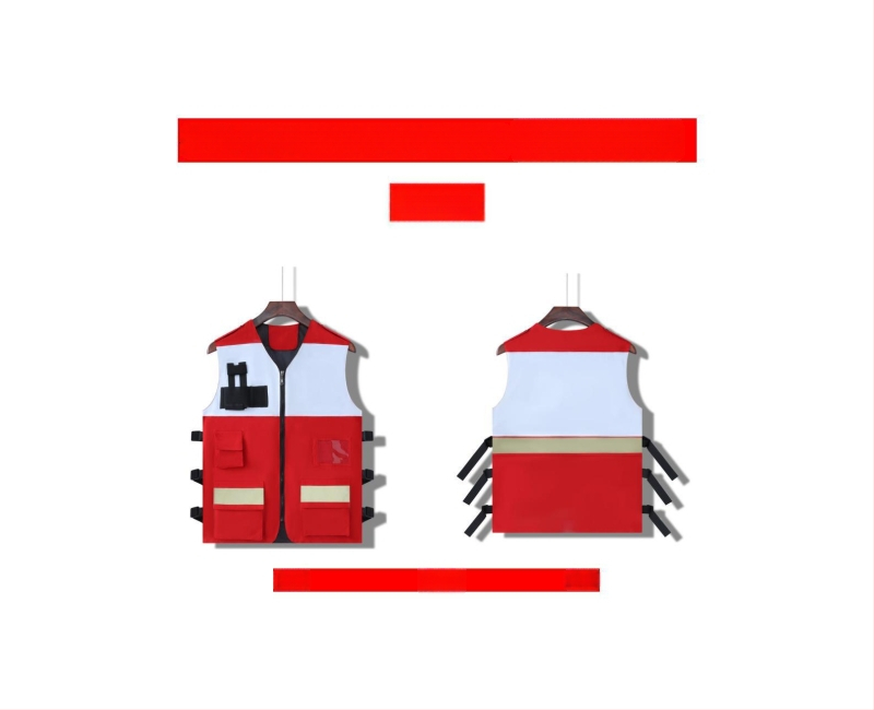 LDM Vestă de intervenție în situații de urgență cu logo, închidere cu fermoar, croială lejeră, pentru toate sezoanele, amestec din fibre de acetat