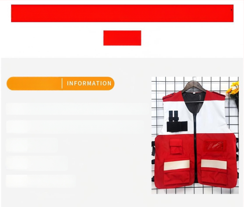 LDM Vestă de intervenție în situații de urgență cu logo, închidere cu fermoar, croială lejeră, pentru toate sezoanele, amestec din fibre de acetat