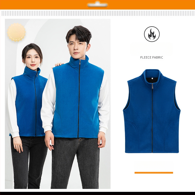 Vesta căptușită cu fleece, imprimare logo, pentru echipament de lucru de iarnă (fermoar frontal, fără glugă, croială lejeră)
