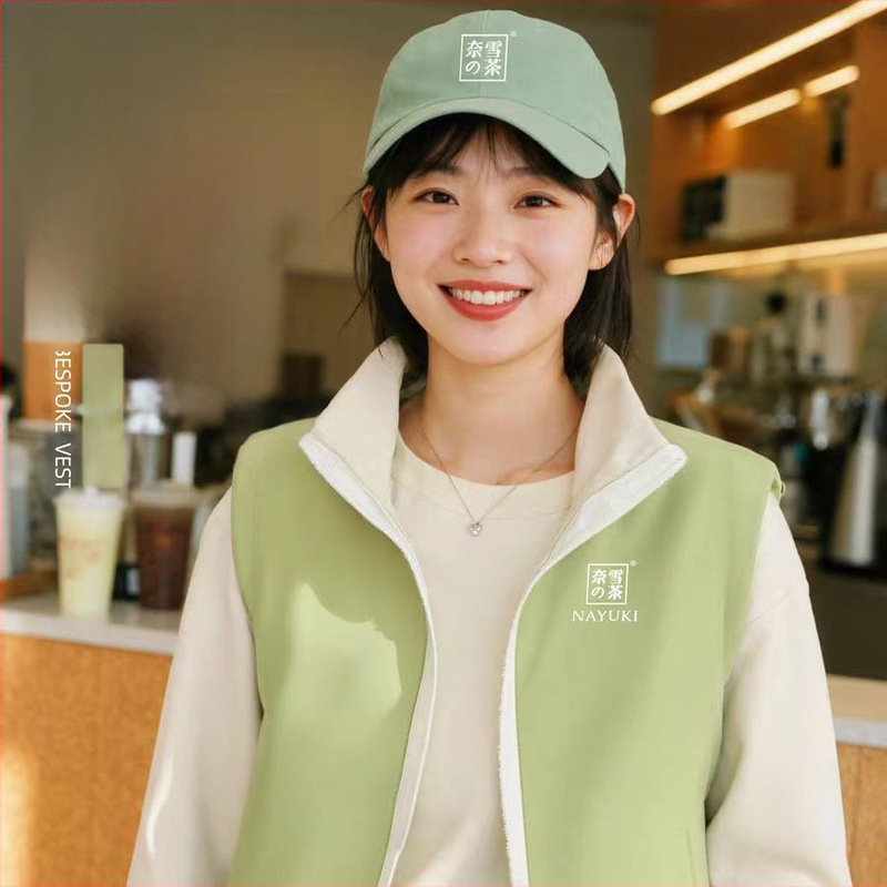 Vestă de lucru pentru catering, cu fermoar, croială lejeră, țesătură din bumbac-amestec, utilizare în toate cele patru anotimpuri, logo personalizat