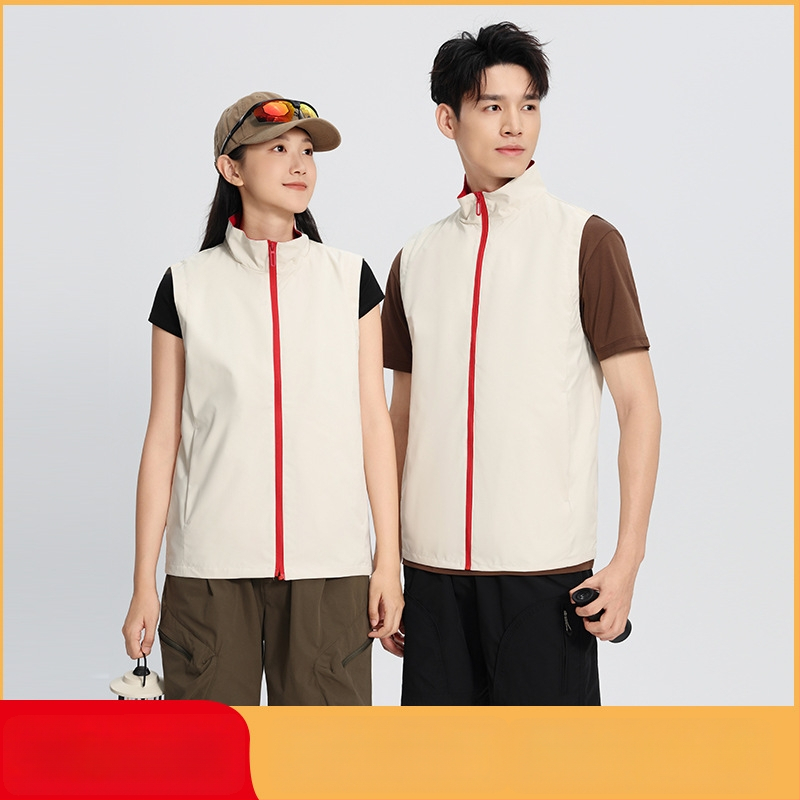 Vestă de lucru pentru catering, cu fermoar, croială lejeră, țesătură din bumbac-amestec, utilizare în toate cele patru anotimpuri, logo personalizat