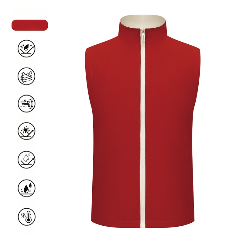 Vestă de lucru pentru catering, cu fermoar, croială lejeră, țesătură din bumbac-amestec, utilizare în toate cele patru anotimpuri, logo personalizat