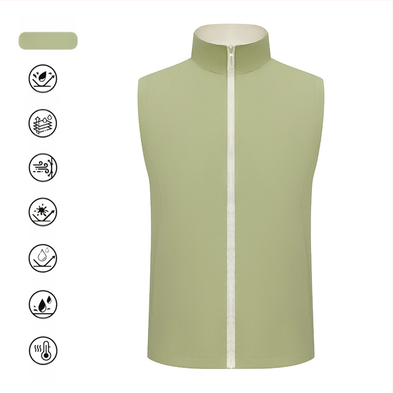 Vestă de lucru pentru catering, cu fermoar, croială lejeră, țesătură din bumbac-amestec, utilizare în toate cele patru anotimpuri, logo personalizat