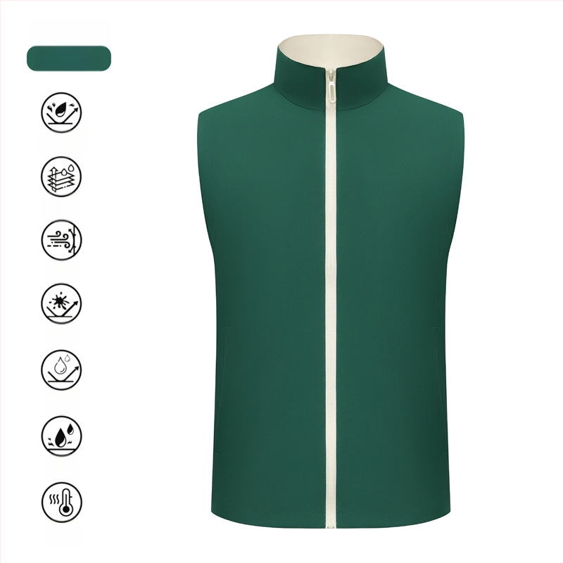 Vestă de lucru pentru catering, cu fermoar, croială lejeră, țesătură din bumbac-amestec, utilizare în toate cele patru anotimpuri, logo personalizat