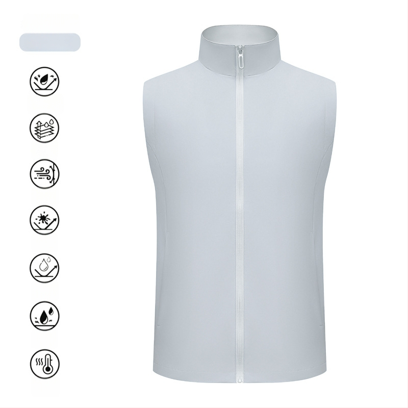 Vestă de lucru pentru catering, cu fermoar, croială lejeră, țesătură din bumbac-amestec, utilizare în toate cele patru anotimpuri, logo personalizat