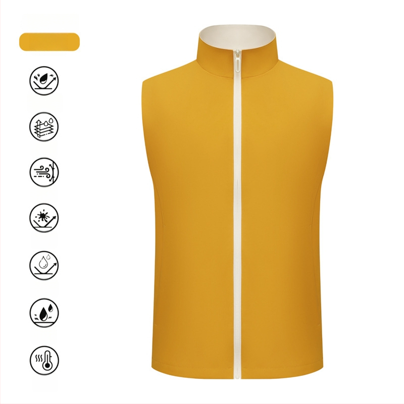 Vestă de lucru pentru catering, cu fermoar, croială lejeră, țesătură din bumbac-amestec, utilizare în toate cele patru anotimpuri, logo personalizat