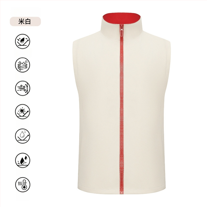 Vestă de lucru pentru catering, cu fermoar, croială lejeră, țesătură din bumbac-amestec, utilizare în toate cele patru anotimpuri, logo personalizat