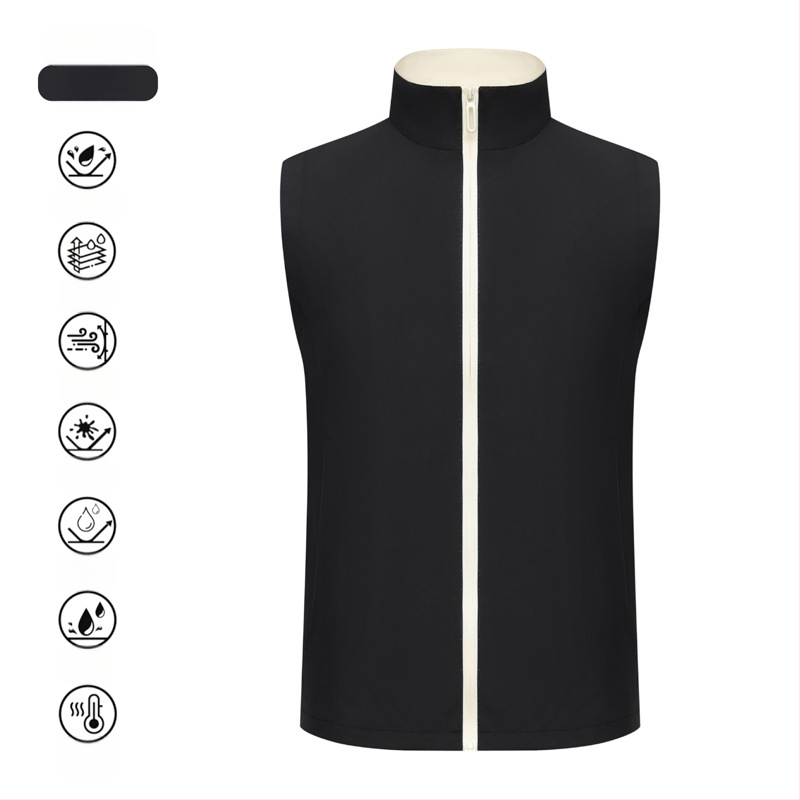 Vestă de lucru pentru catering, cu fermoar, croială lejeră, țesătură din bumbac-amestec, utilizare în toate cele patru anotimpuri, logo personalizat