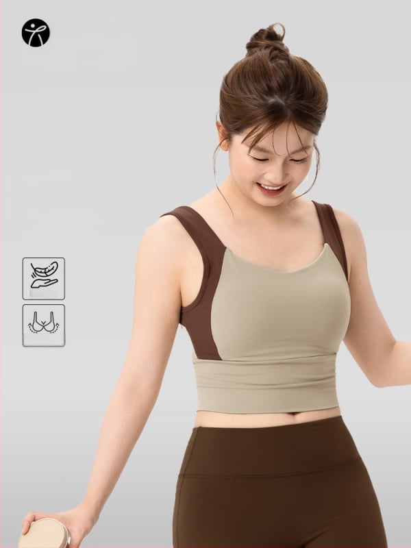 Bustier sport pentru femei, yoga și fitness, cupe fixe în formă de picătură de apă, material nylon-spandex strâns, lungime până la abdomen, cupe cu protecție la sân, suport solid — Keep ball, Toamnă-Iarnă 2025